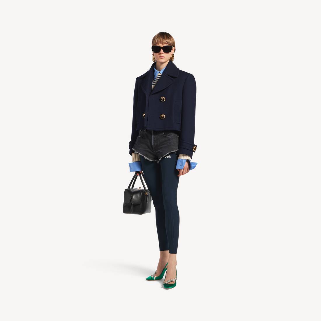 Women's Mini Shorts in Navy/black Overdyed | Balenciaga Netherlands EN - Image 2