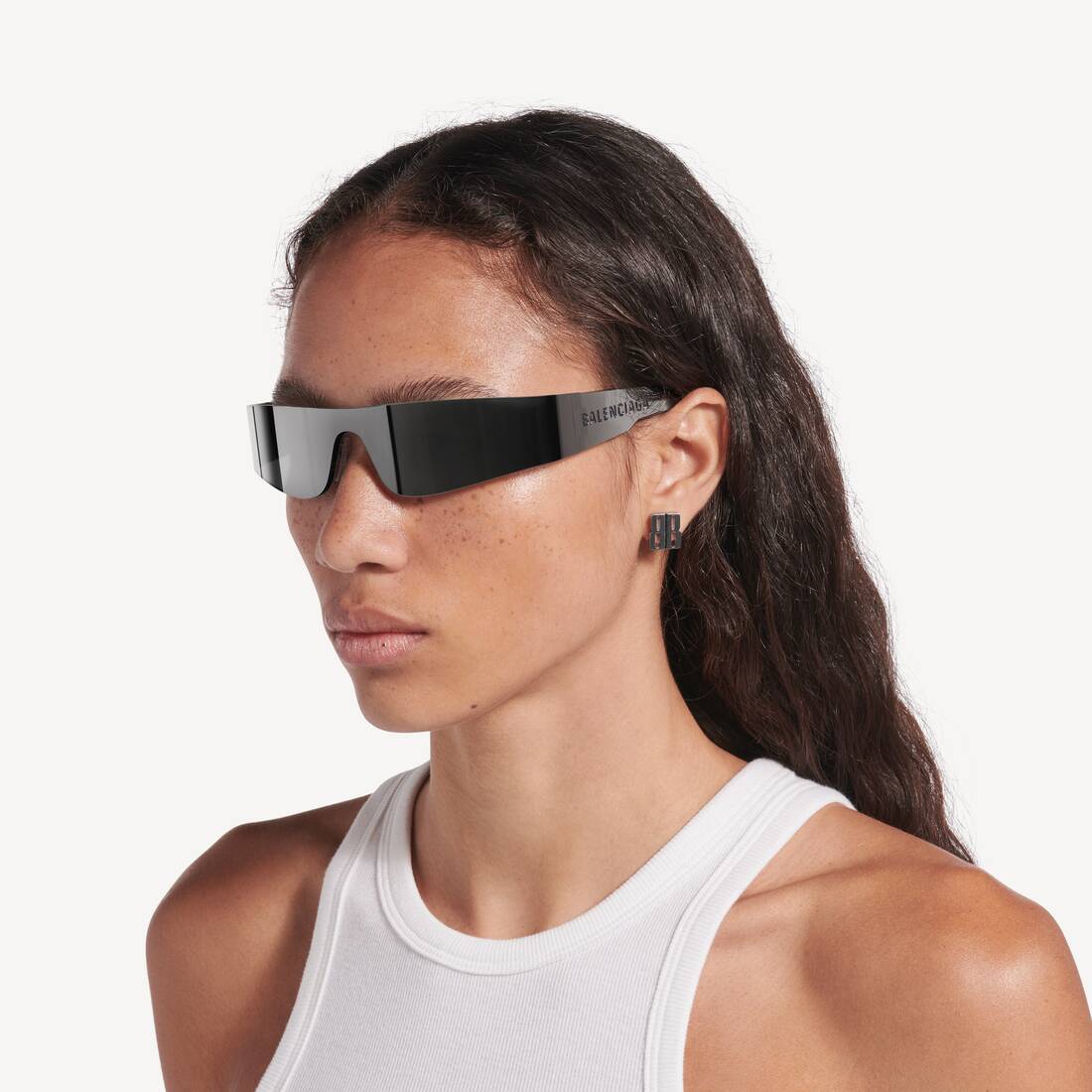 Mono Rectangle Sunglasses in Silver | Balenciaga United Arab Emirates EN - Image 5