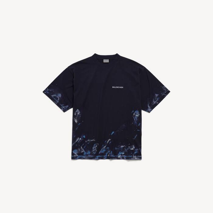 T-shirt Paint Splatter Fit Medium pour Homme en Bleu Marine - Homme | Balenciaga Belgique FR - Image 1