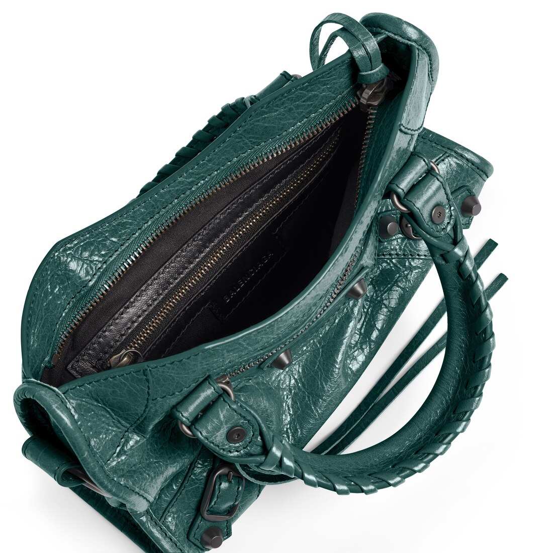 値下げ美品&希少モデル！ BALENCIAGA ダークグリーンレザー バッグ ダーク エメラルド の ウィメンズ Le City バッグ ミニ