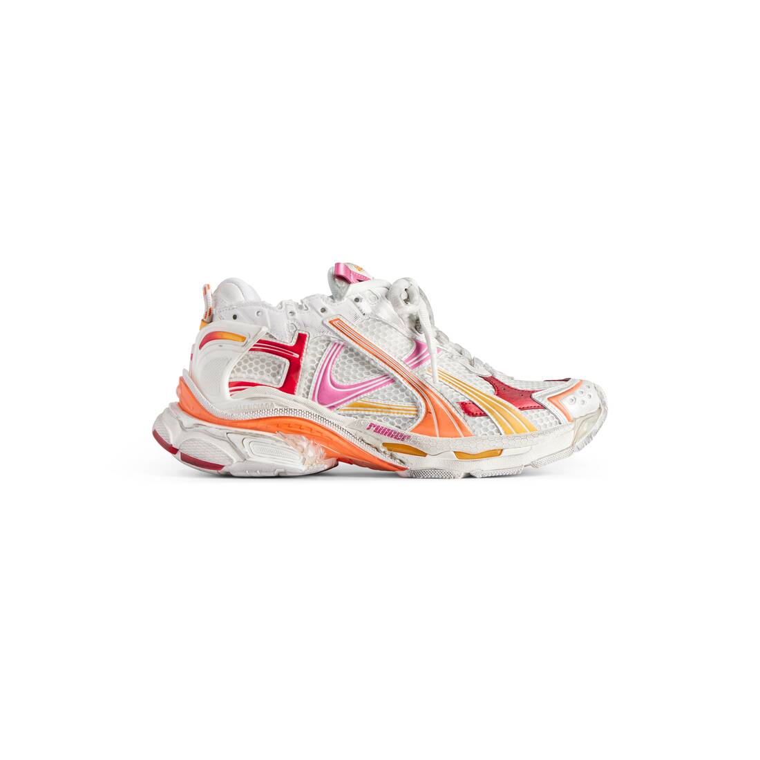 Women's Runner Sneaker in White/orange/pink/red