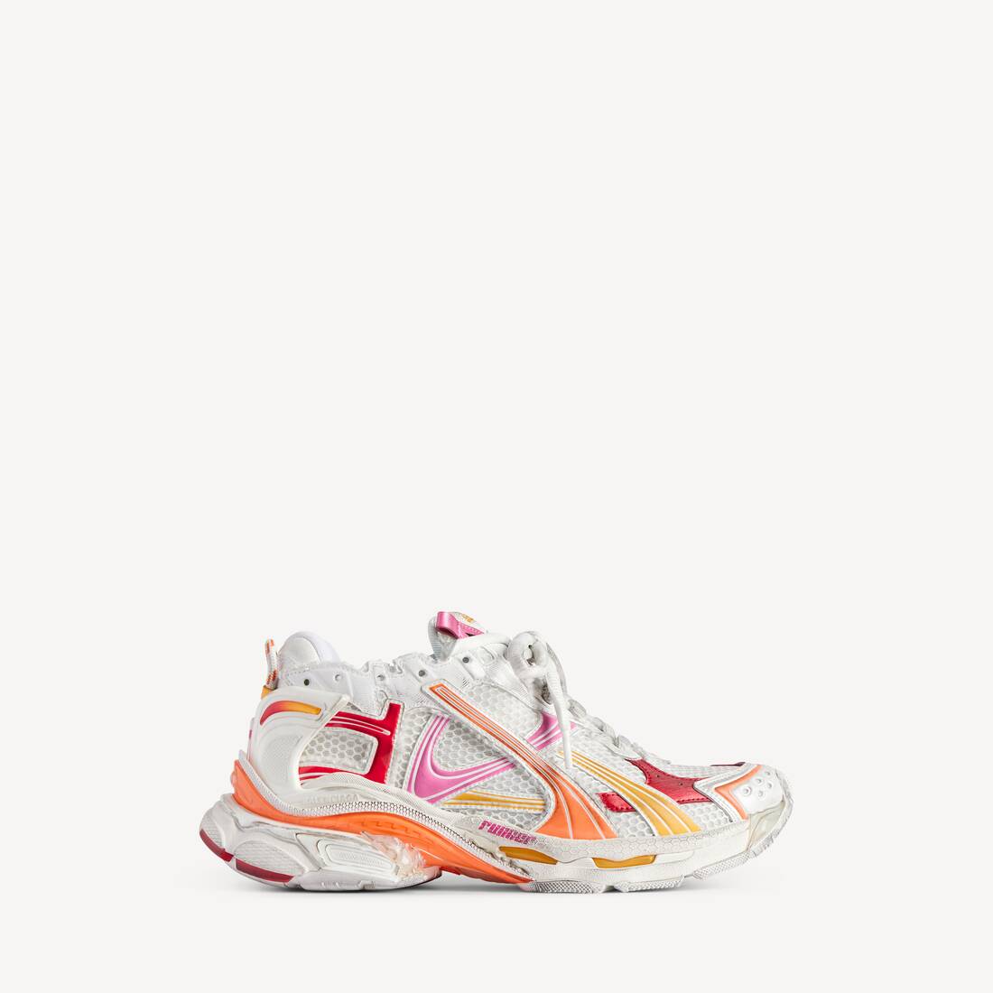 Women's Runner Sneaker in White/orange/pink/red