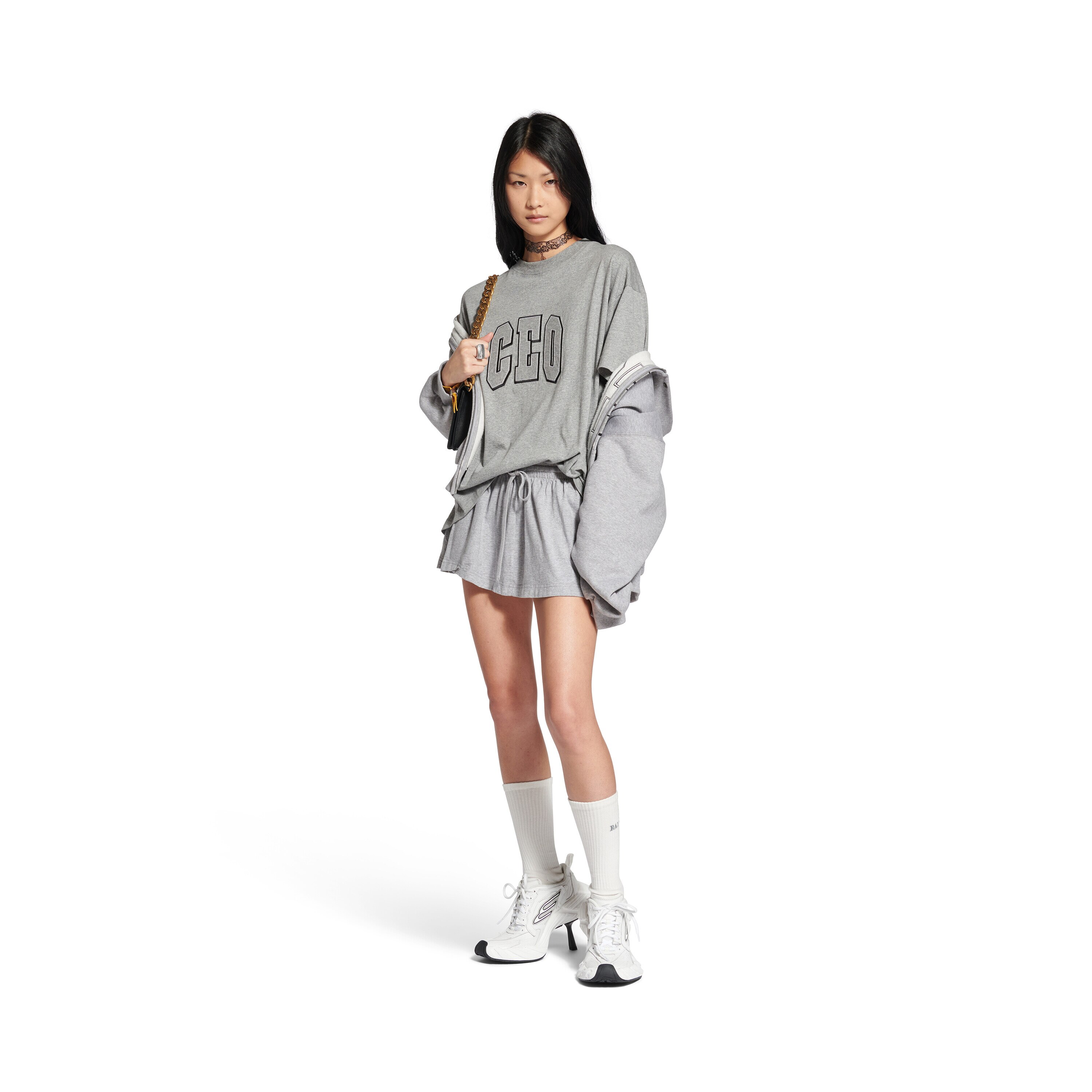 Ceo Team Logo Boxy T-shirt in Heather Grey