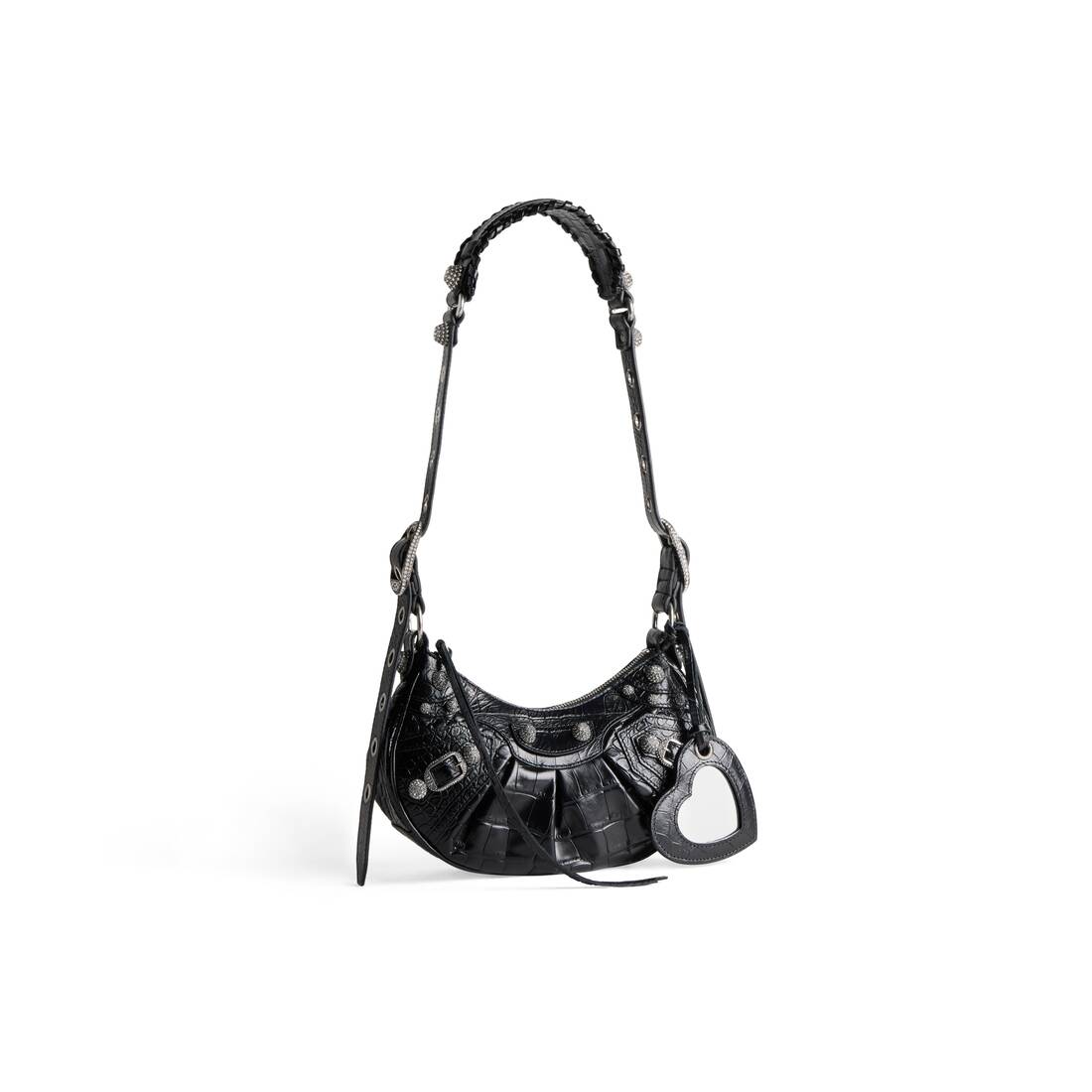 Women's Le Cagole Xs Shoulder Bag Crocodile Embossed With Rhinestones in  Black