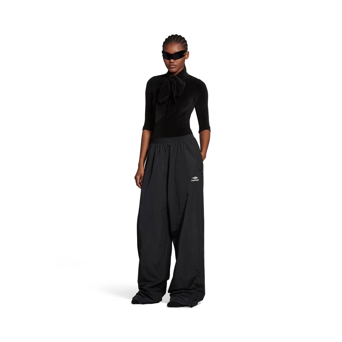 Balenciaga Black Checked Logo Print Cotton Elasticated Waist Pants L  Balenciaga | TLC