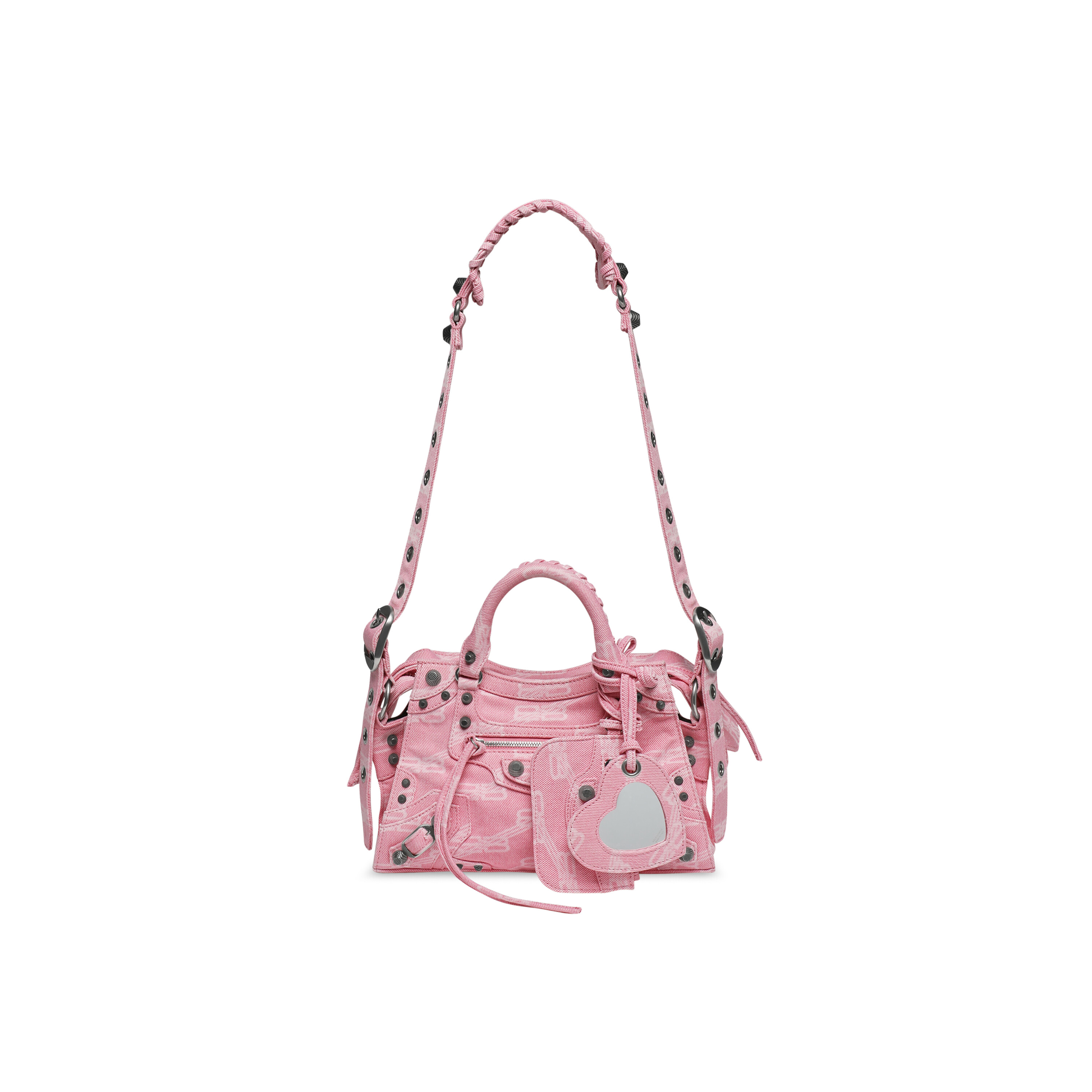 Troubled Magnetisk skræmmende Women's Neo Cagole Xs Handbag Bb Monogram Denim in Pink | Balenciaga US