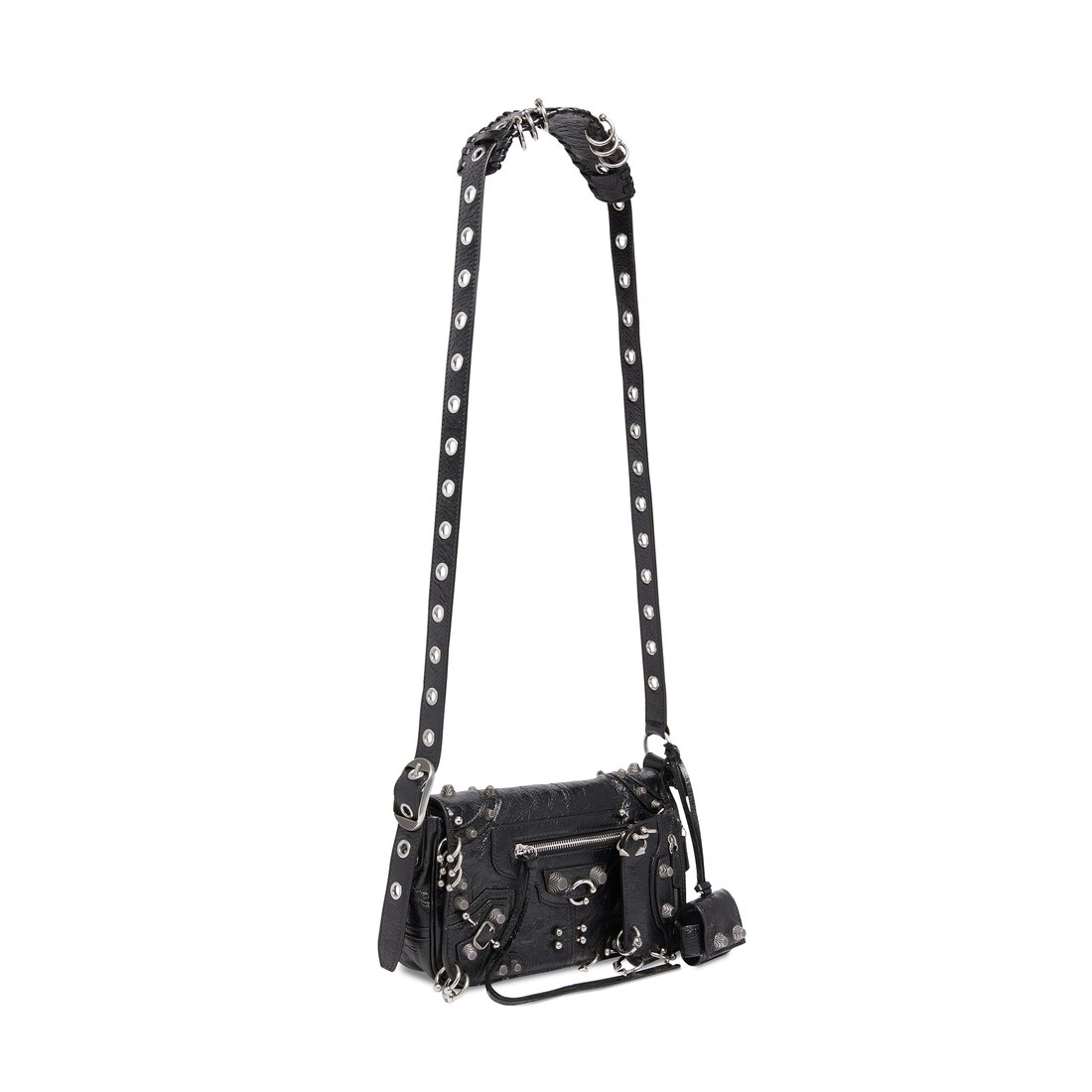 Men's Le Cagole Xs Flap Bag With Piercings in Black | Balenciaga US