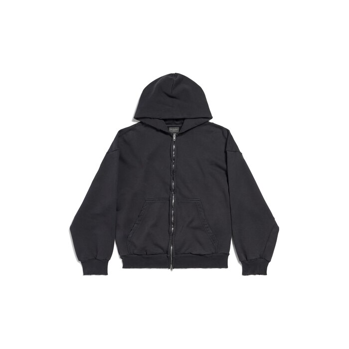 painted zip-up hoodie regular fit