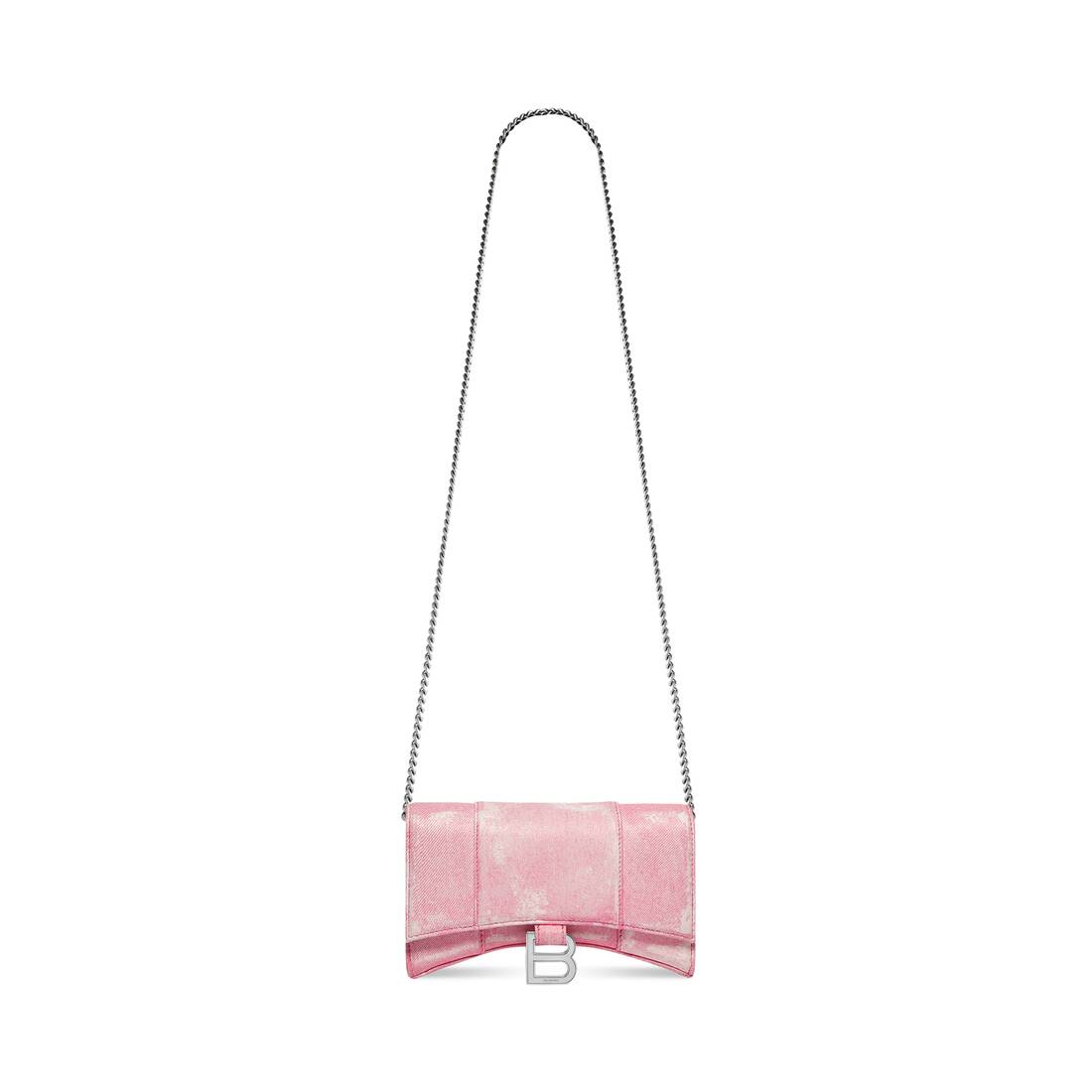 Balenciaga Small Hourglass Pink Denim Shoulder Bag New
