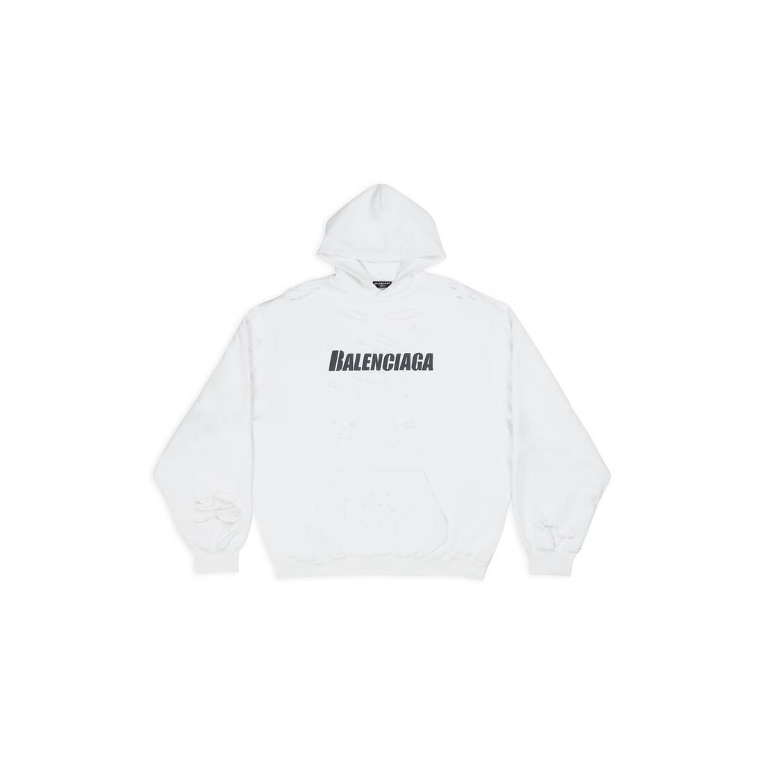 Caps Destroyed Hoodie in White