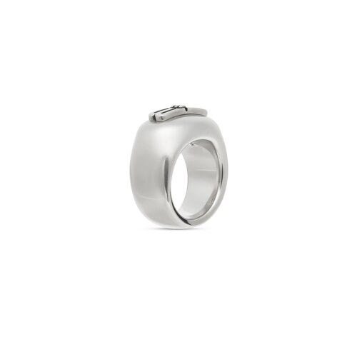 Bb Icon Signet Ring in Antique Silver | Balenciaga US