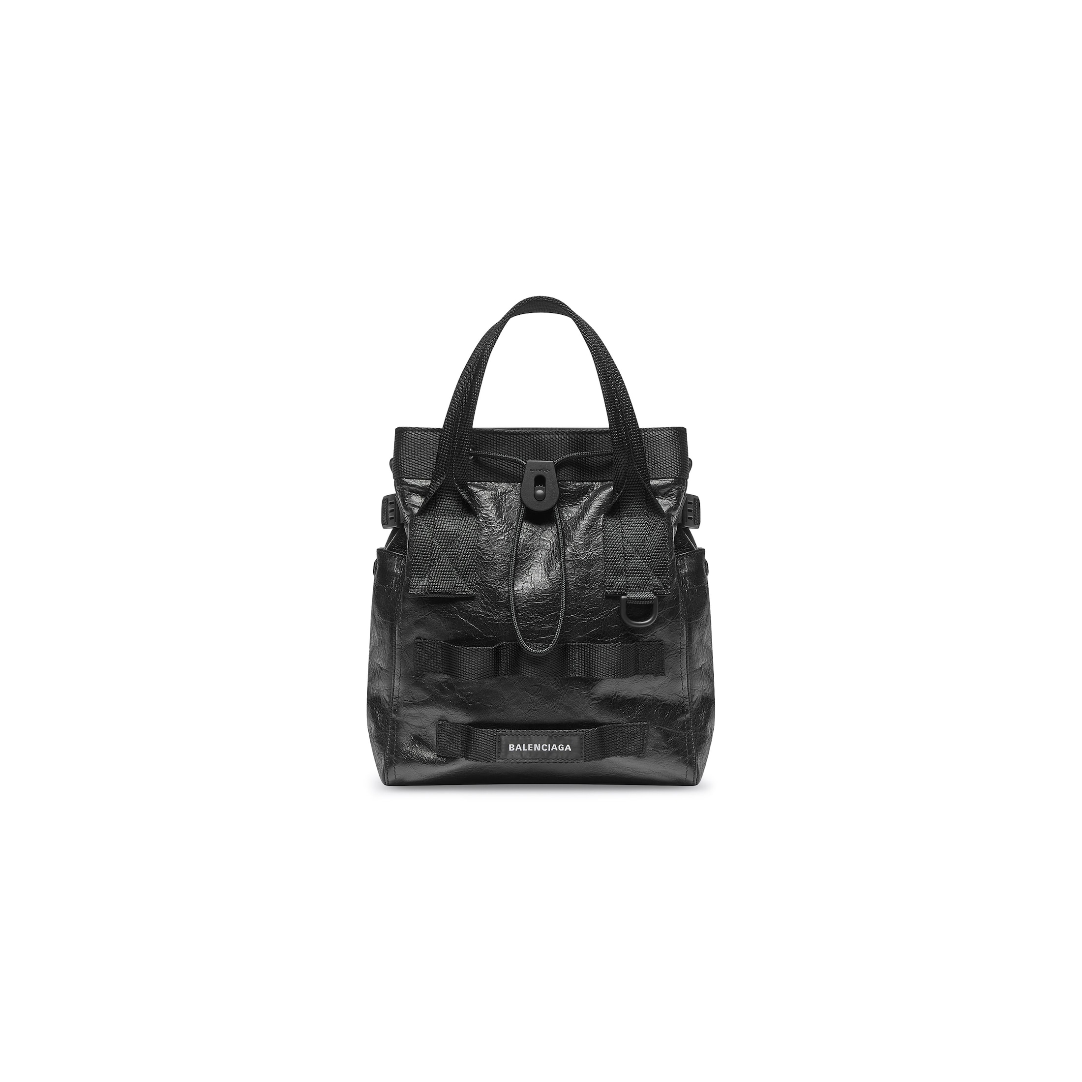 Balenciaga Army Small Tote Bag - Black - Man - Lambskin, Polyester