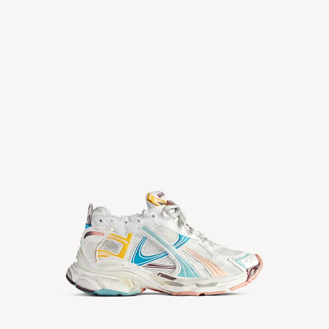 Women's Runner Sneaker in White/yellow/pink/blue Balenciaga US