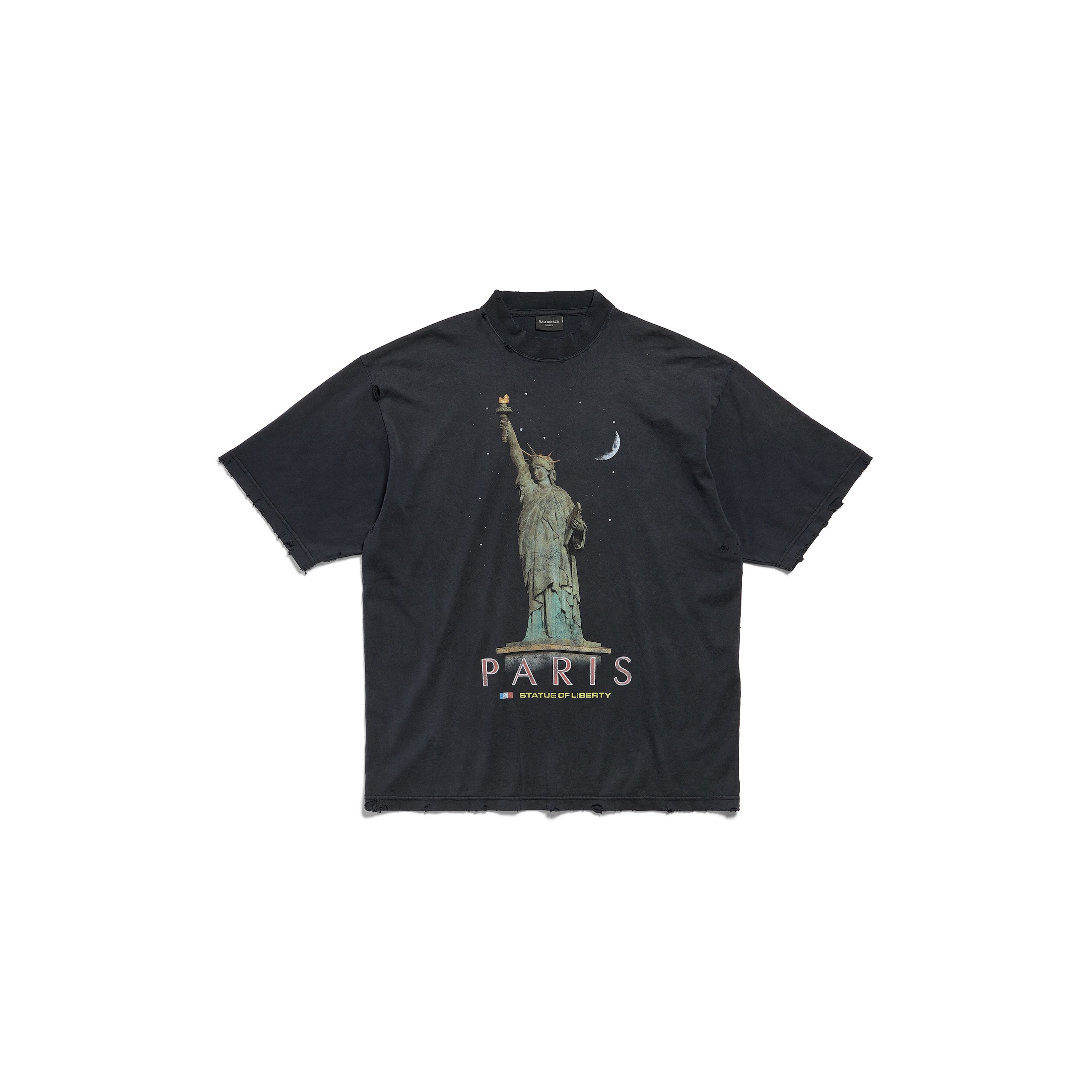 Balenciaga Camiseta Paris Liberty Medium Fit - Negro - Unisexo - XXS - Algodón