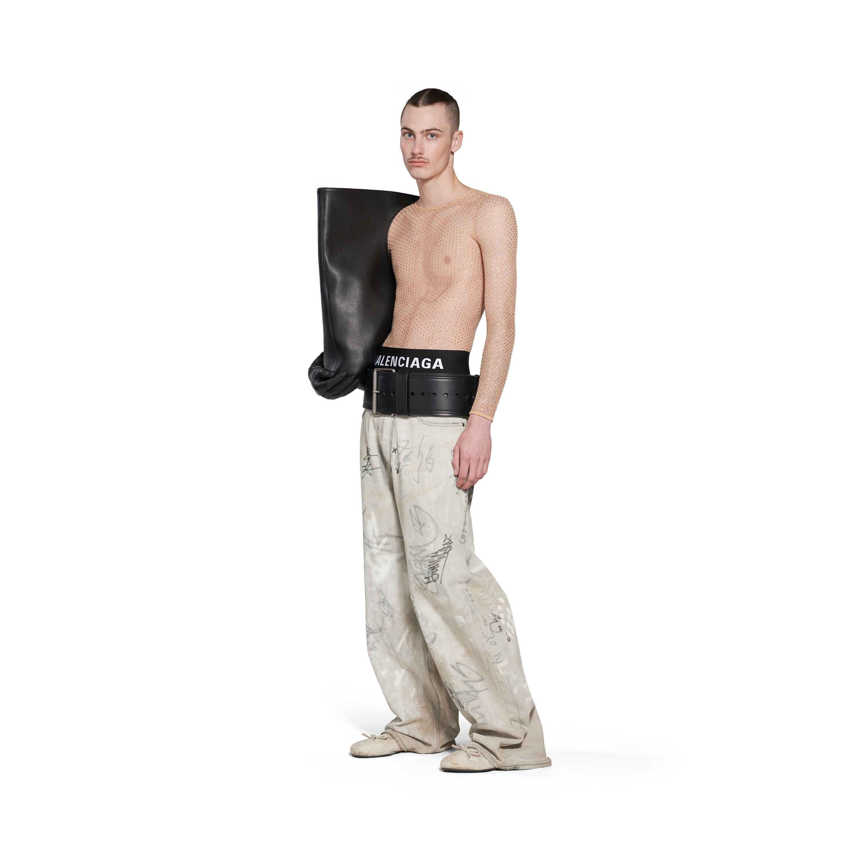 Graffiti Baggy Pants in Black | Balenciaga US