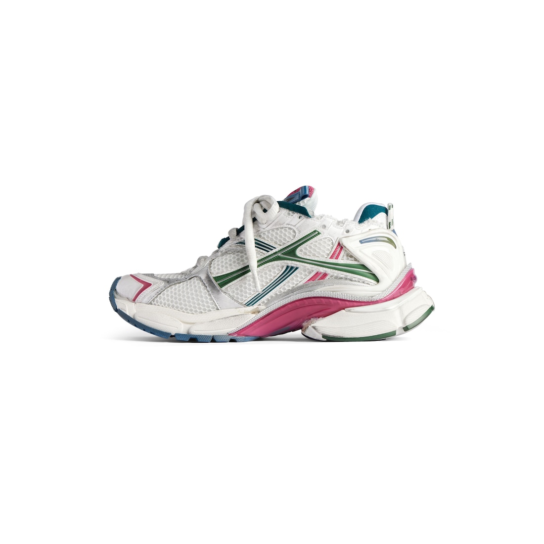 Men's Runner Sneaker in White/dark Green/blue/pink