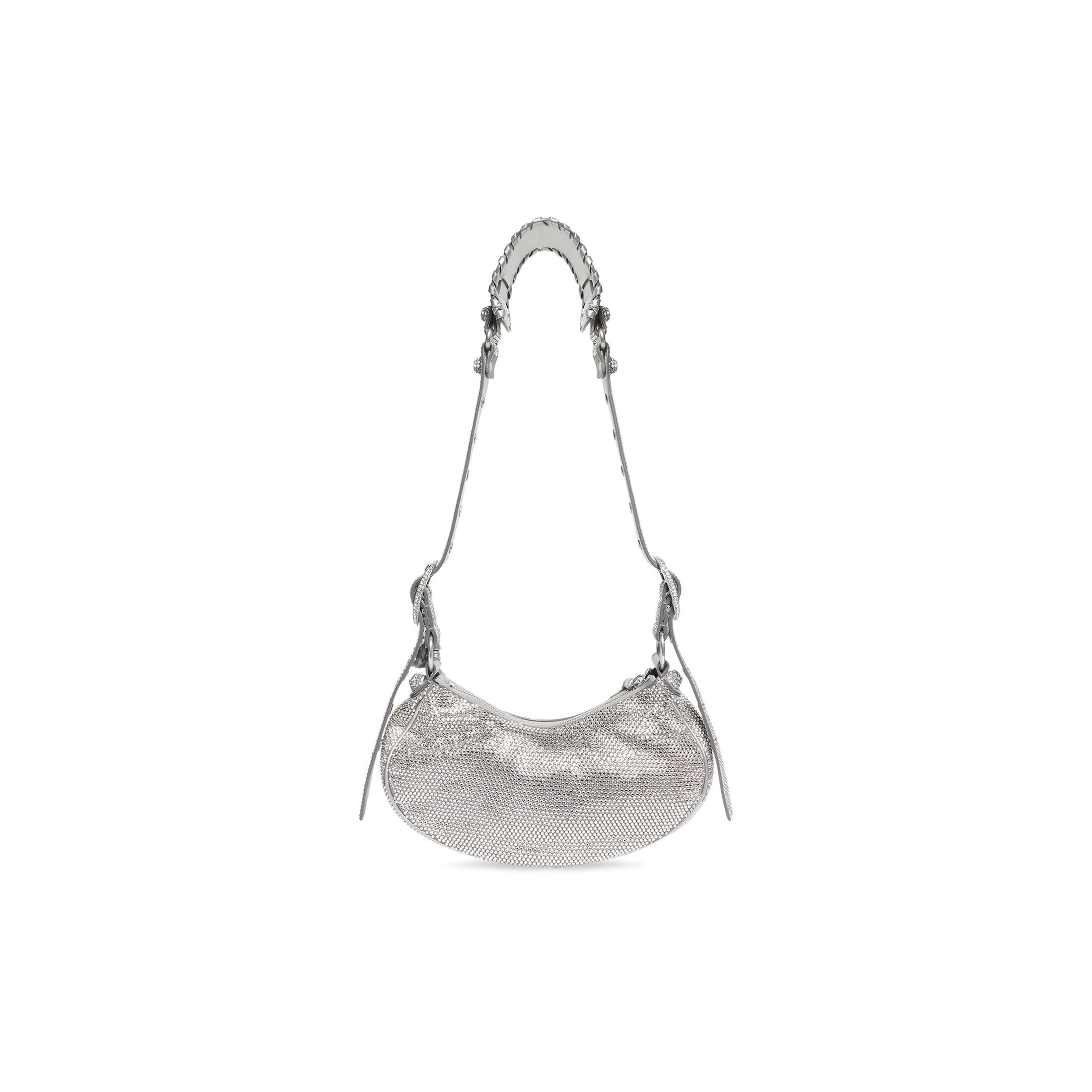 Women's Le Cagole Xs Shoulder Bag With Rhinestones in Grey | Balenciaga US