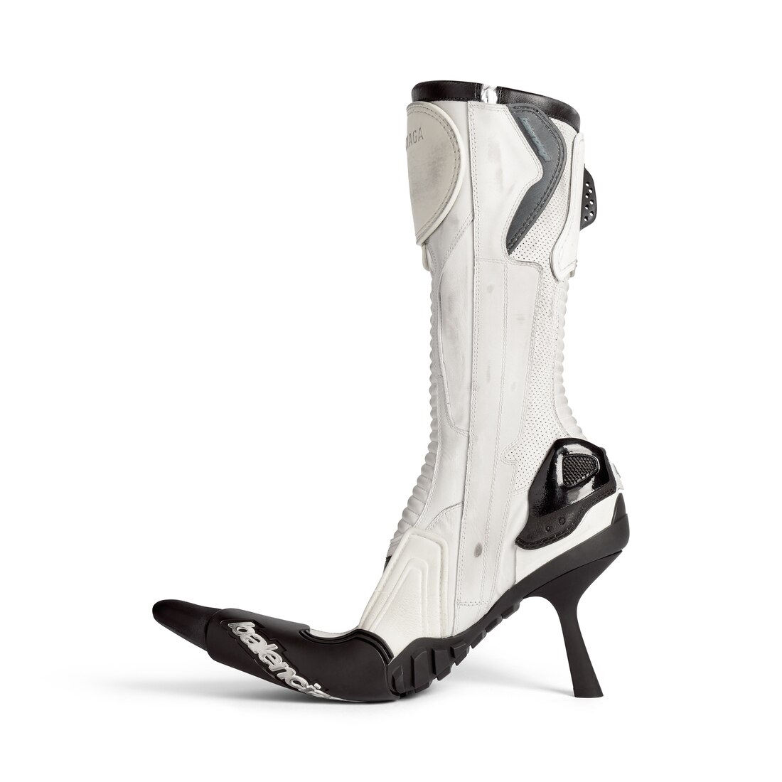 Women's Biker 90mm Bootie in White/beige/ Black