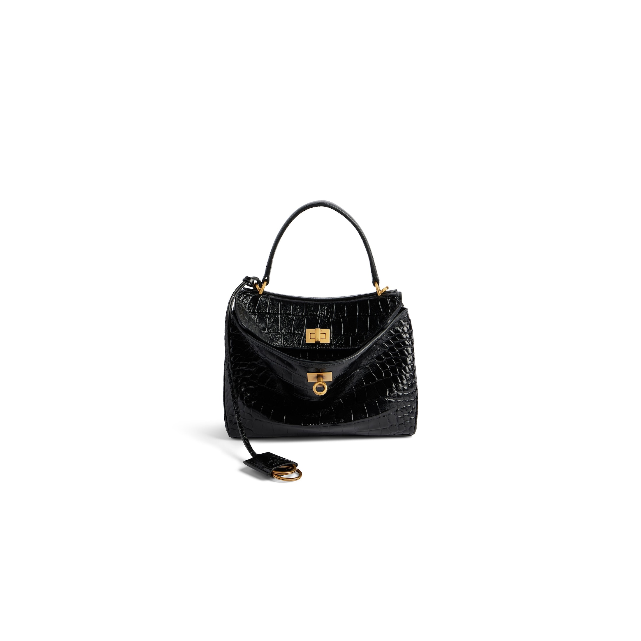 Balenciaga Rodeo Mini Handbag Crocodile Embossed - Black - Woman - Calfskin