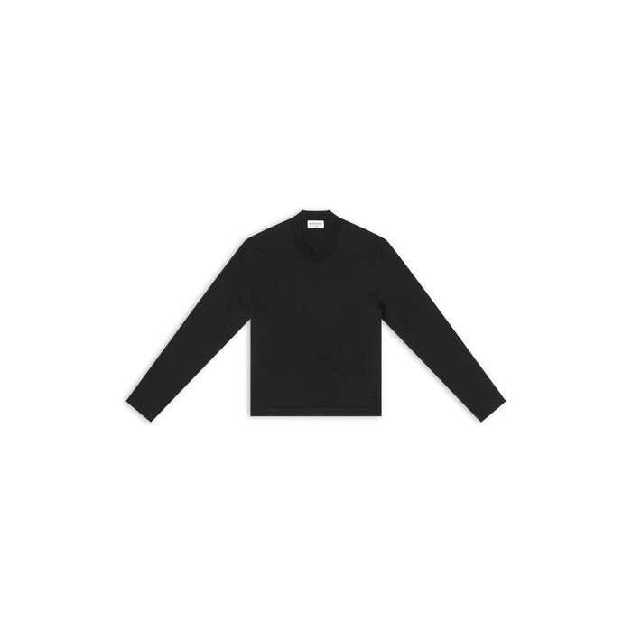 balenciaga tab fitted v-neck long sleeve t-shirt