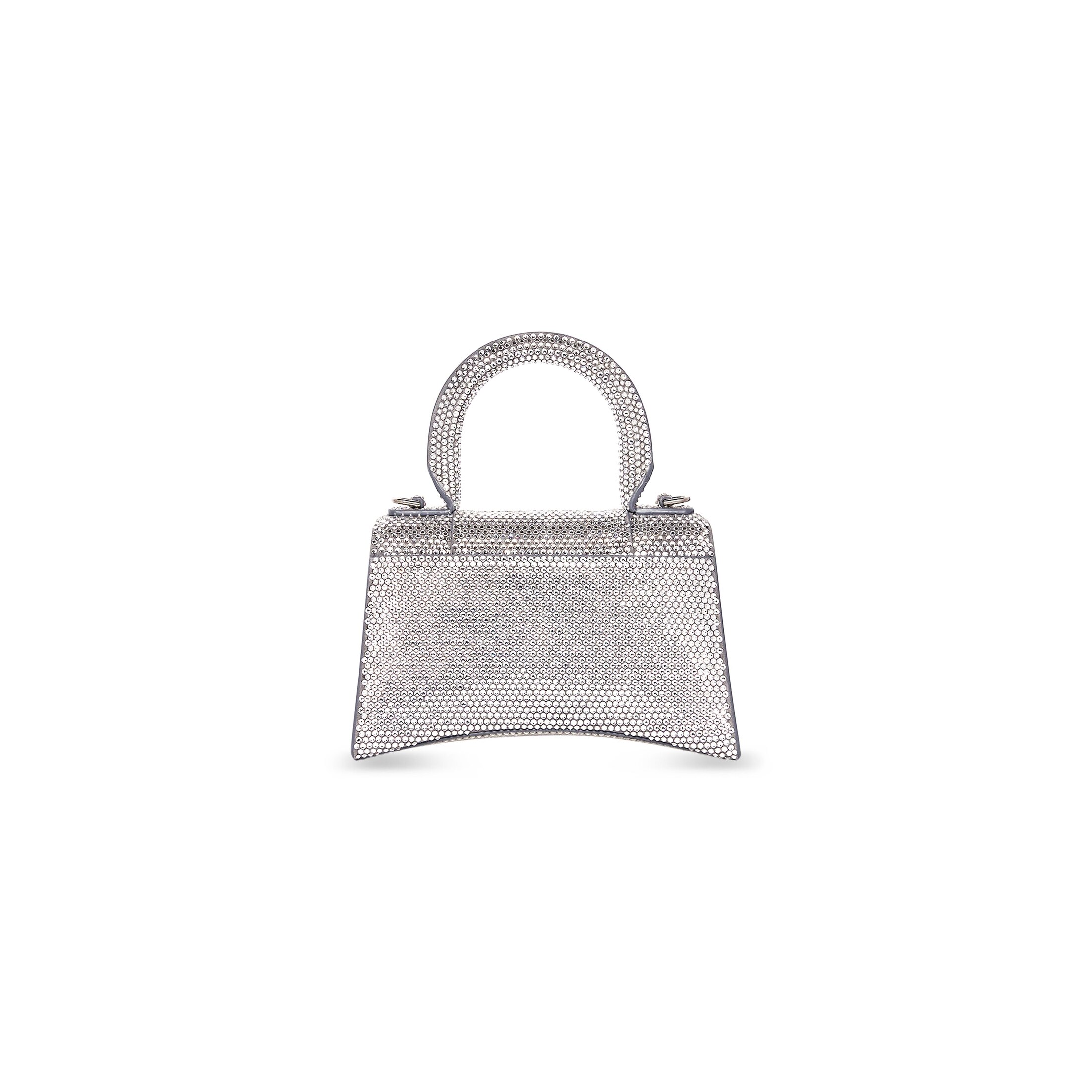 Women's Hourglass Xs Handbag With Rhinestones in Grey | Balenciaga US