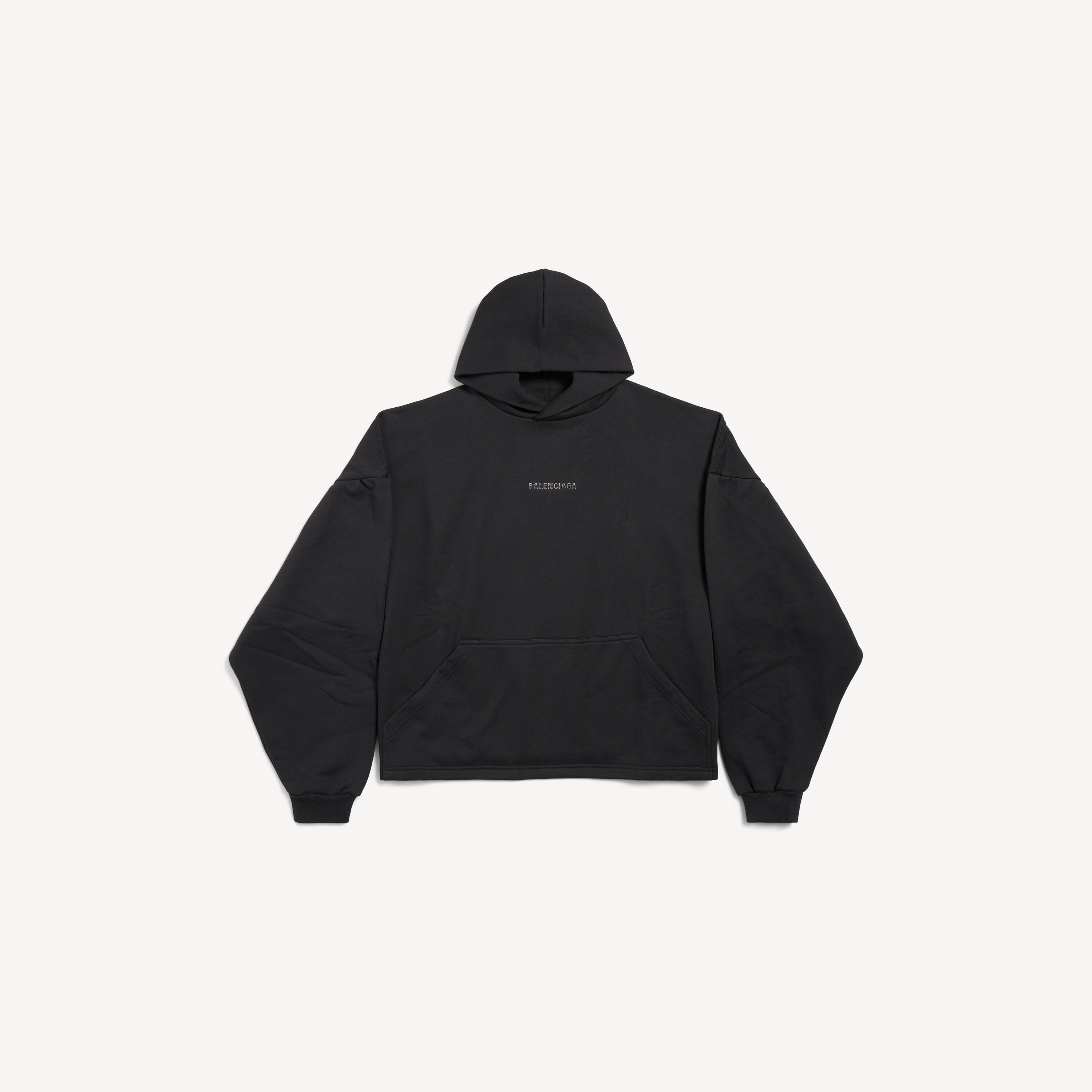 Women's Balenciaga Back Cropped Hoodie in Black