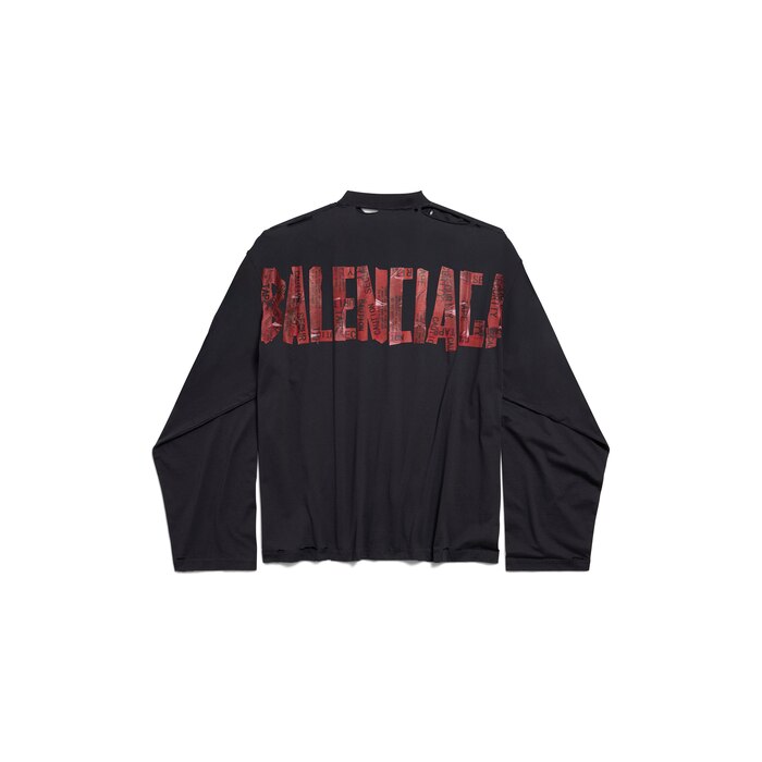 トップス Balenciaga Summer Polyester Jersey Black Black 3B Stencil Vintage Jersey Oversized T-shirt by