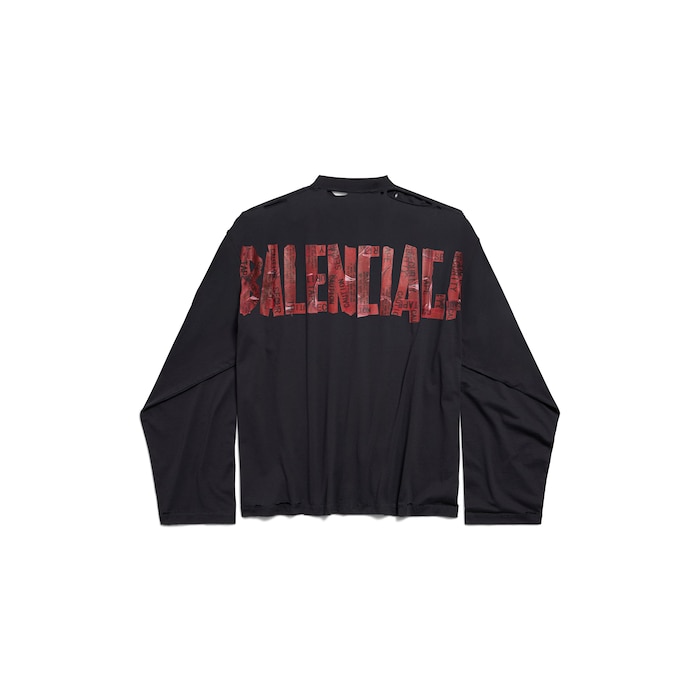 security tape oversized long sleeve t-shirt