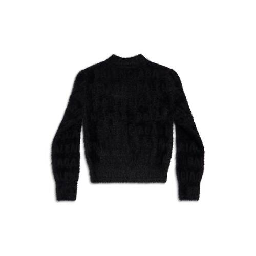Women's Bal Horizontal Allover Furry Fitted Sweater in Black ...