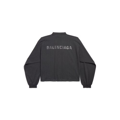 balenciaga back strass cropped long sleeve t-shirt