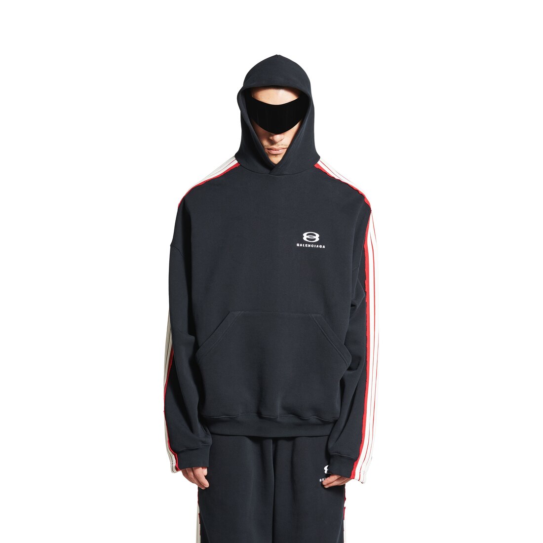 Men's Unity Sports Icon Large Hoodie in Faded Black/white