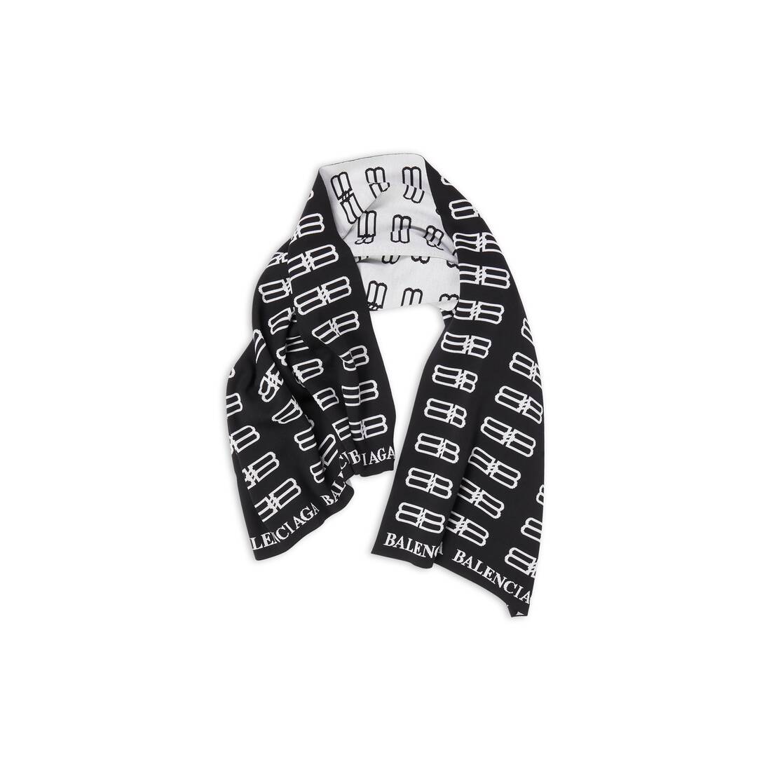 Balenciaga fringed jacquardlogo scarf black  MODES