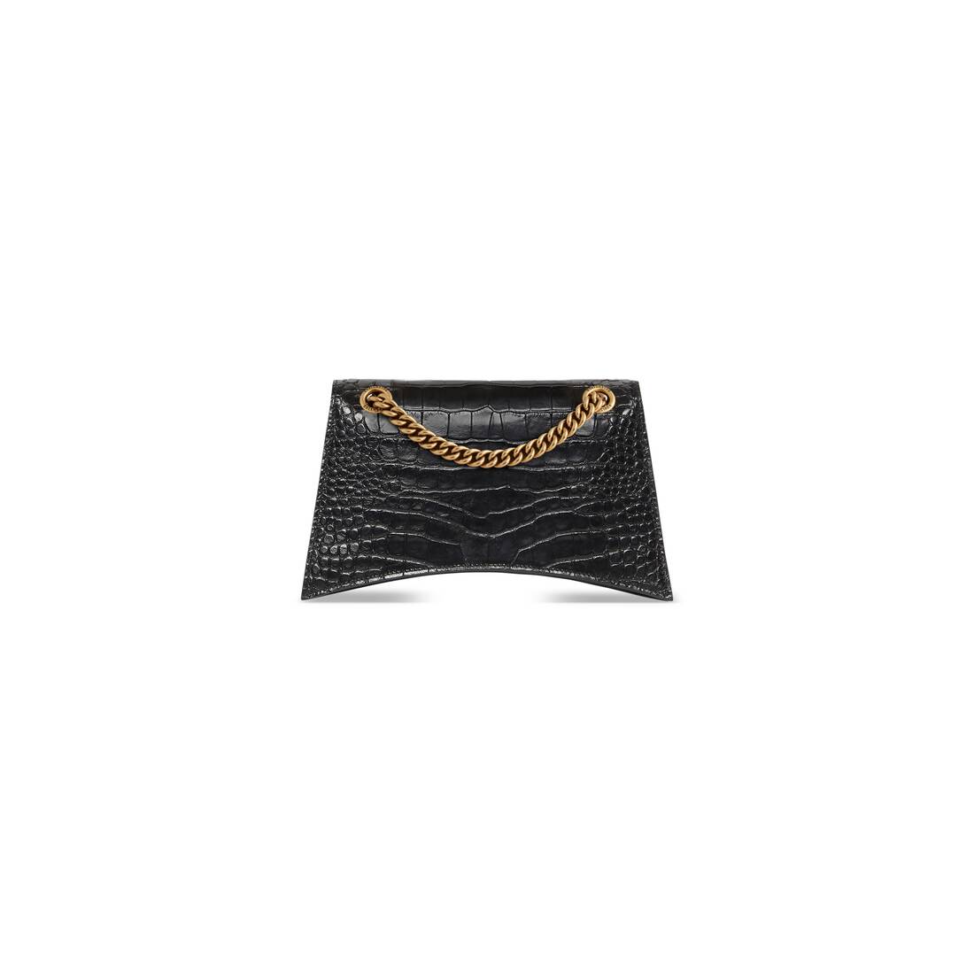 FENDI triplet studs clutch bag pouch calfskin leather black gold