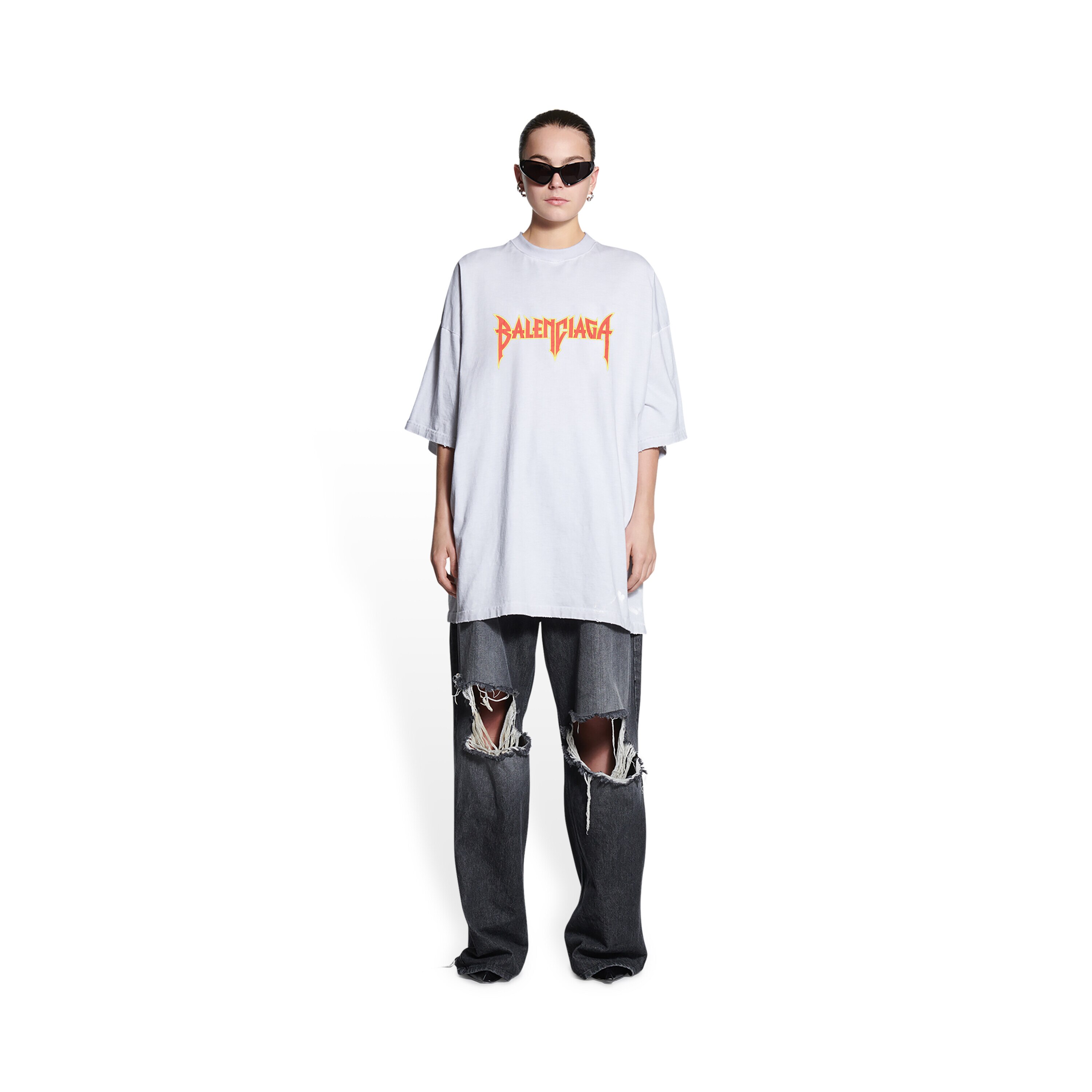 Correct Trek mooi Men's Metal T-shirt Oversized in White | Balenciaga US