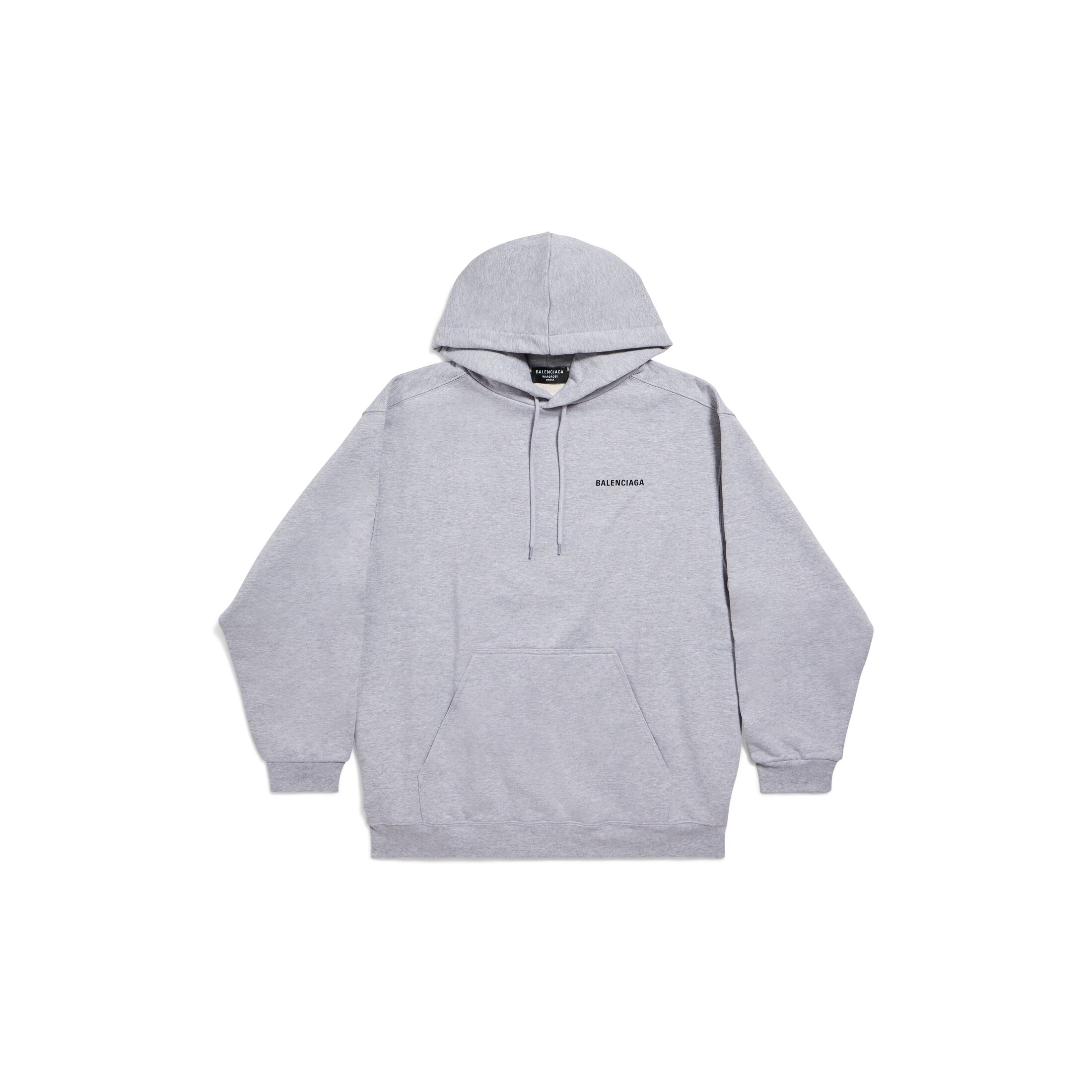 Balenciaga Felpa Con Cappuccio Logo Medium Fit - Grigio E Argento - Uomo - L - Cotone