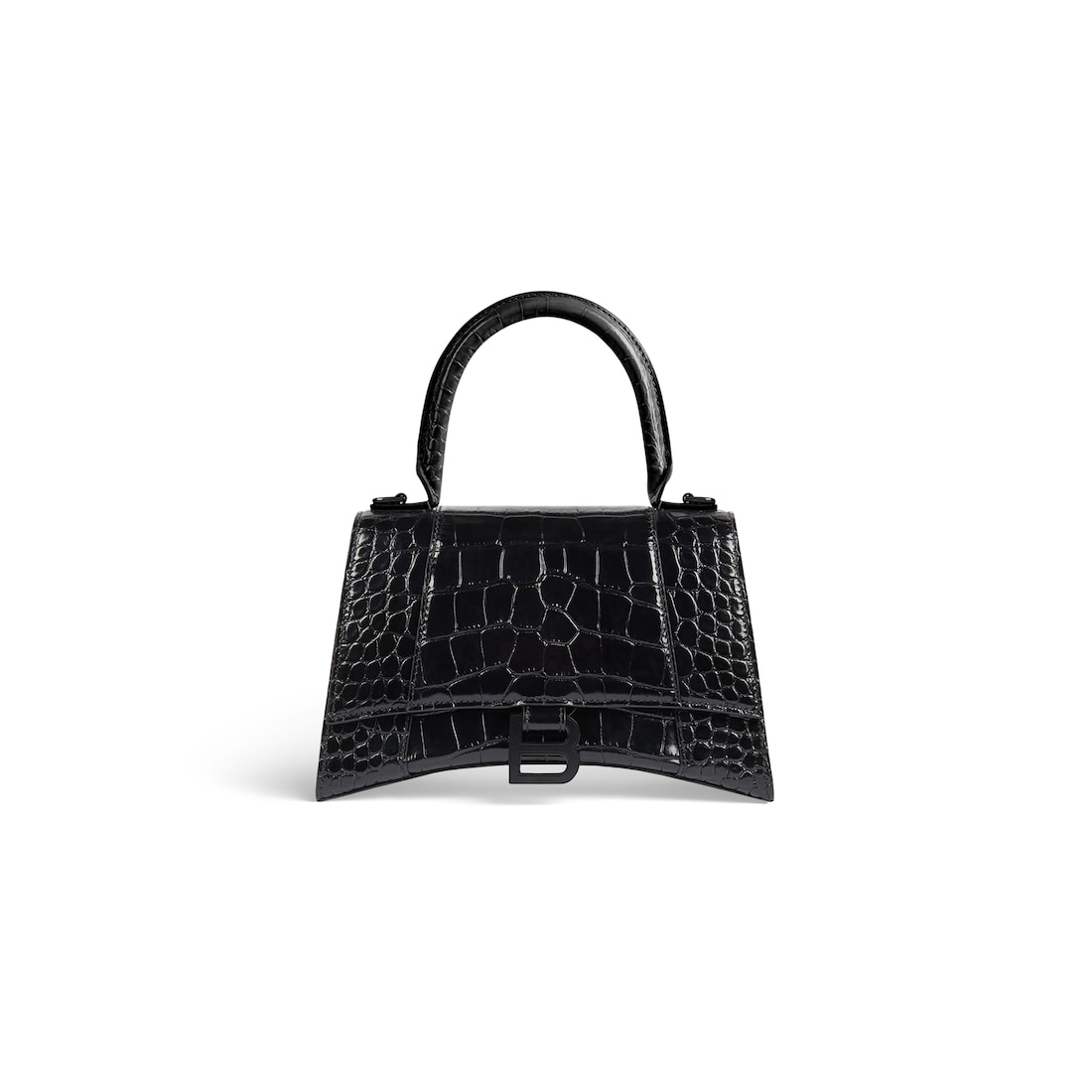 Hourglass Small Crocodile-Embossed Top-Handle Bag