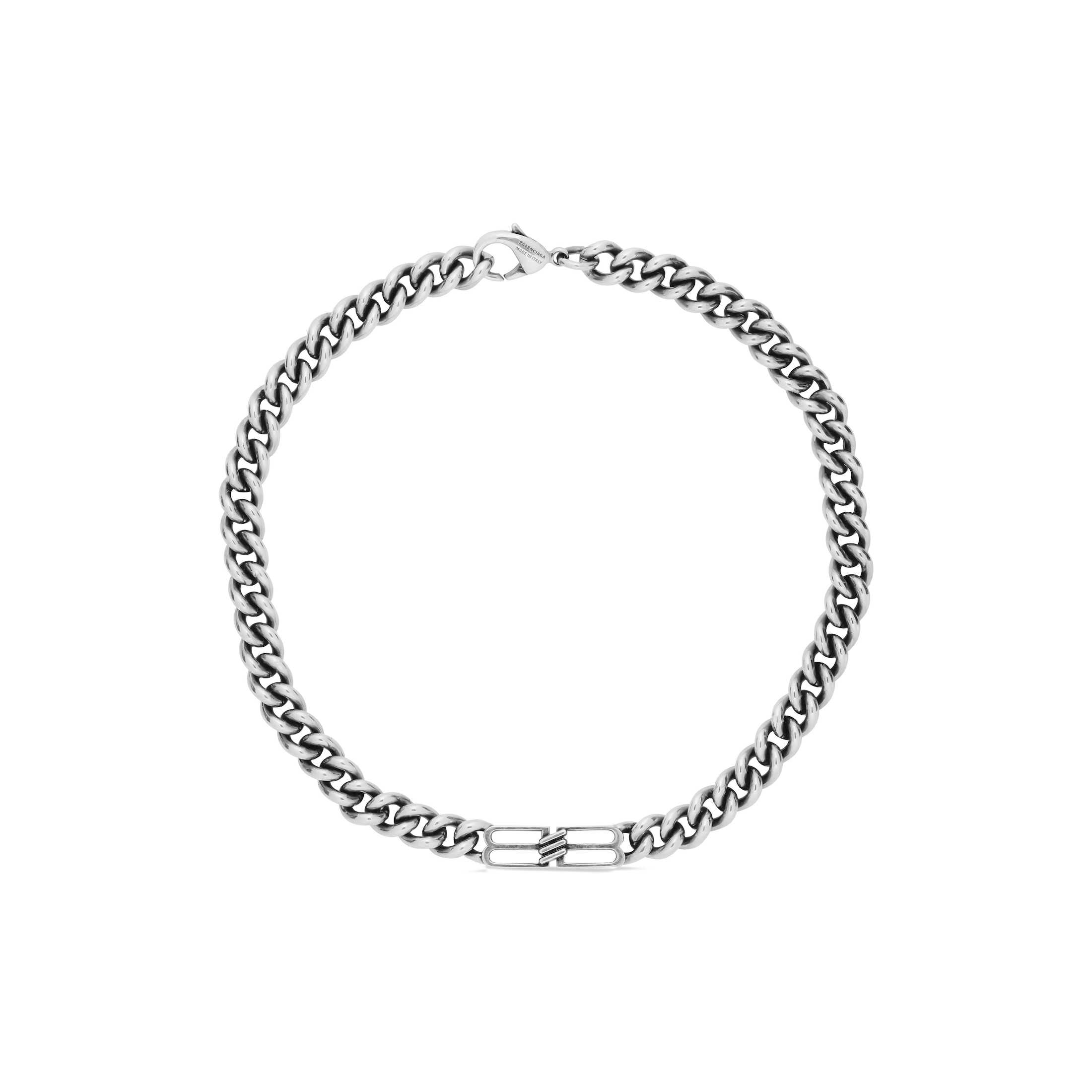 Bb Icon Gourmette Necklace in Antique Silver | Balenciaga US