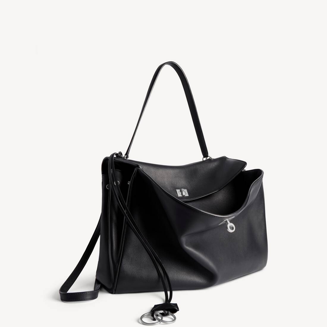 발렌시아가 여성 블랙 로데오 라지 핸드백 7897442AA4U1000