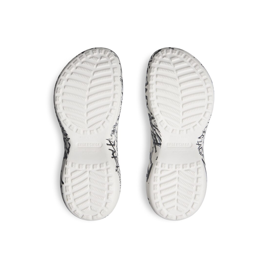Women's Pool Crocs™ Graffiti Slide Sandal in White/black