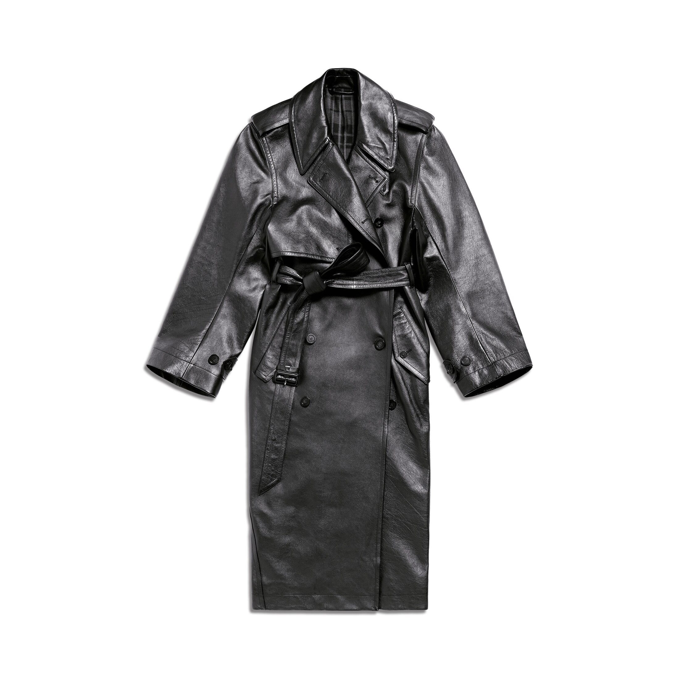 Balenciaga Trench Cocoon Fit Ajusté - Noir - Femme - 34 - Cuir De Veau