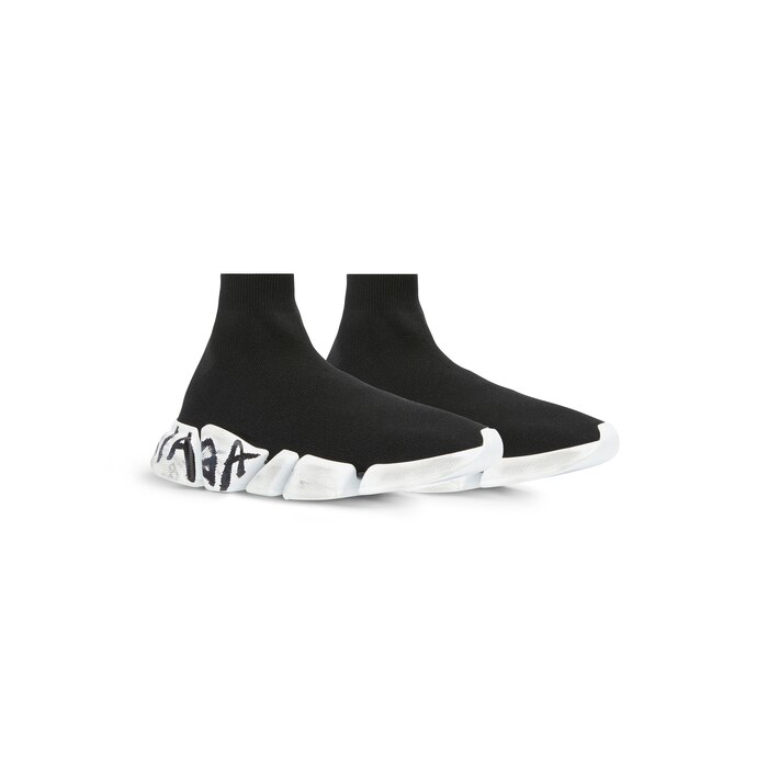 Women's Speed 2.0 Graffiti Recycled Knit Sneaker in Black | Balenciaga US