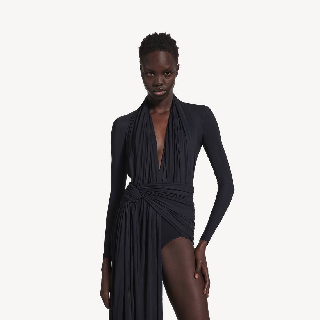 Ela's Vestido M&aacute;xi Drapeado em Preto | Balenciaga Brasil PT - Image 5
