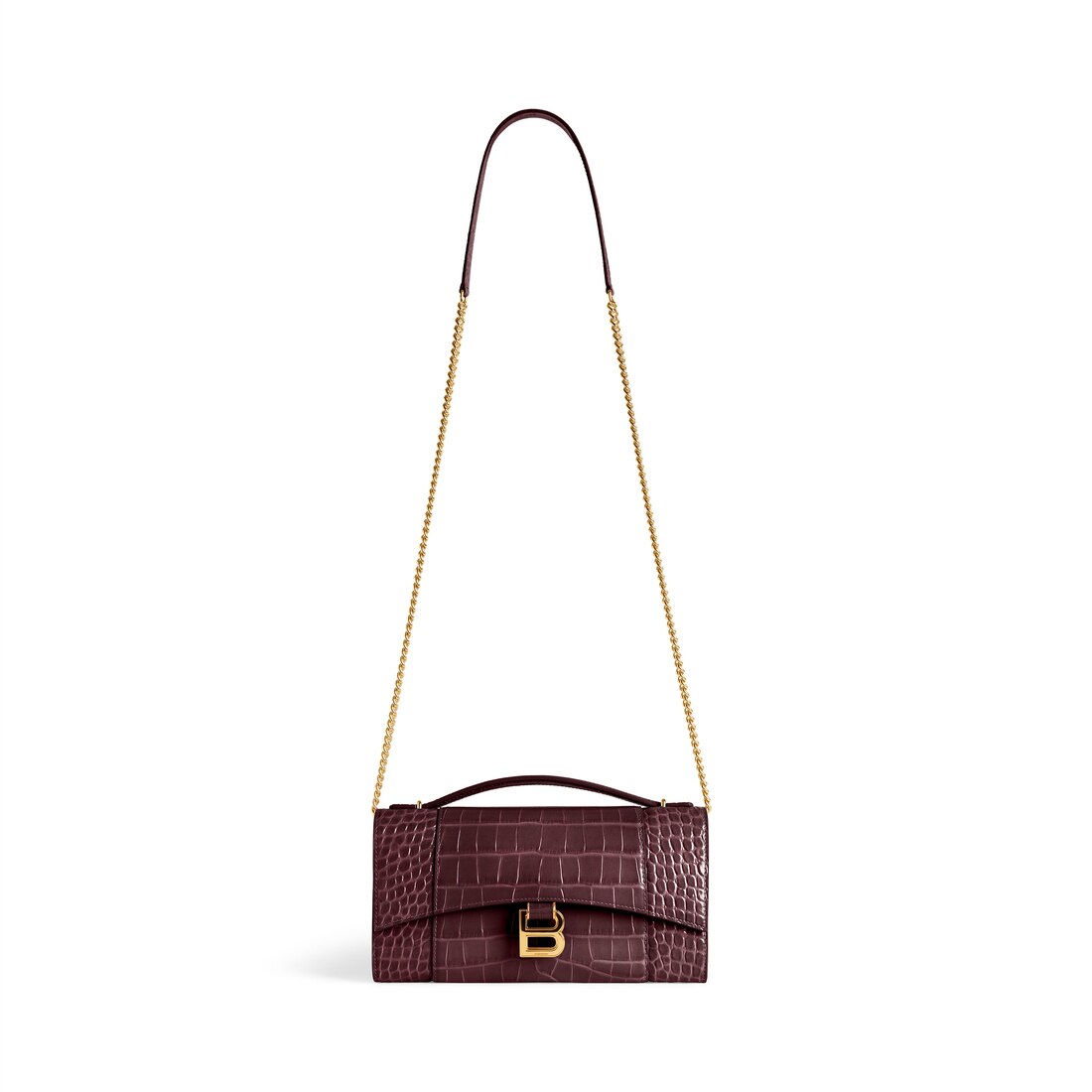Women's Hourglass Pochette With Chain in Dark Burgundy
