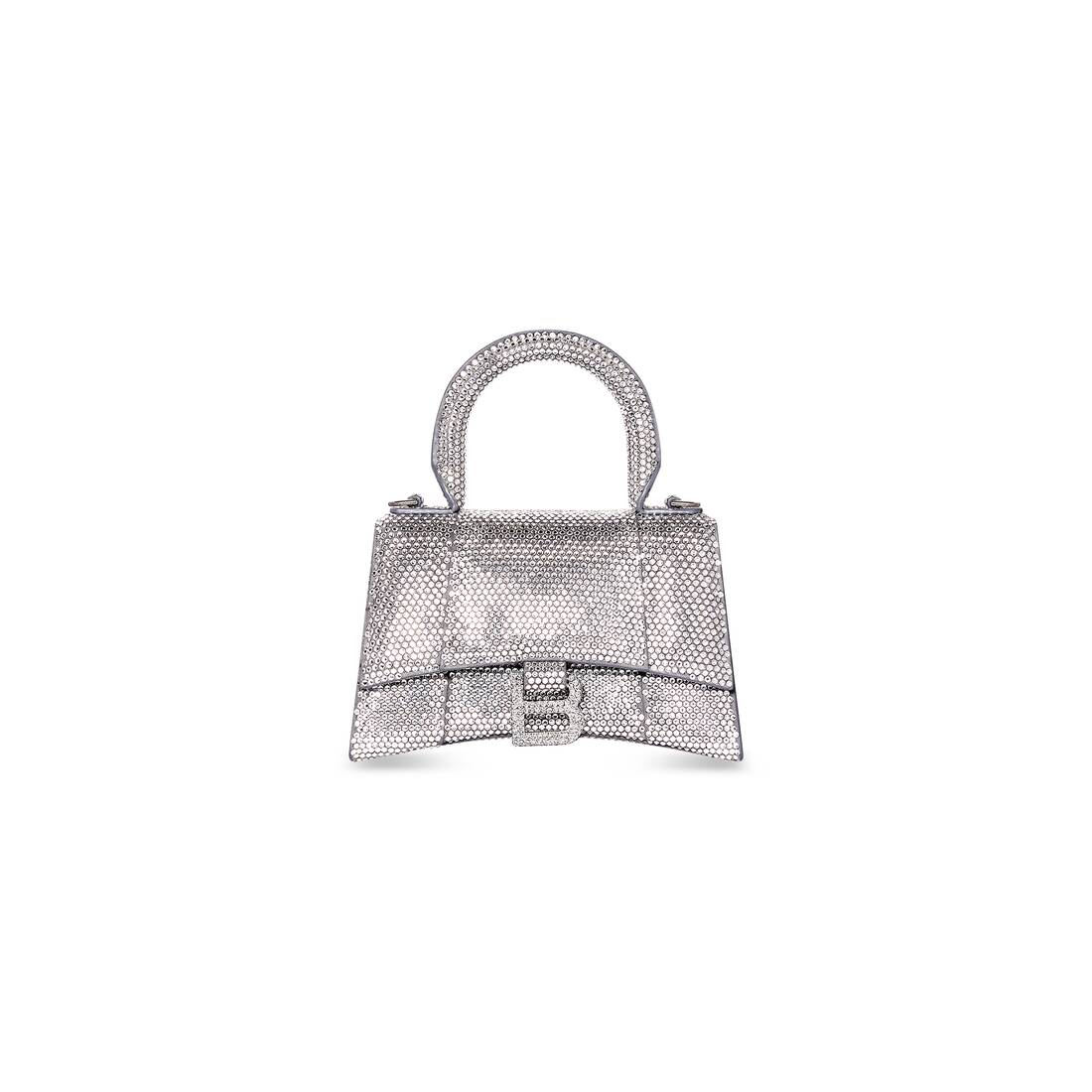 Silver Hourglass XS glitter faux-leather bag