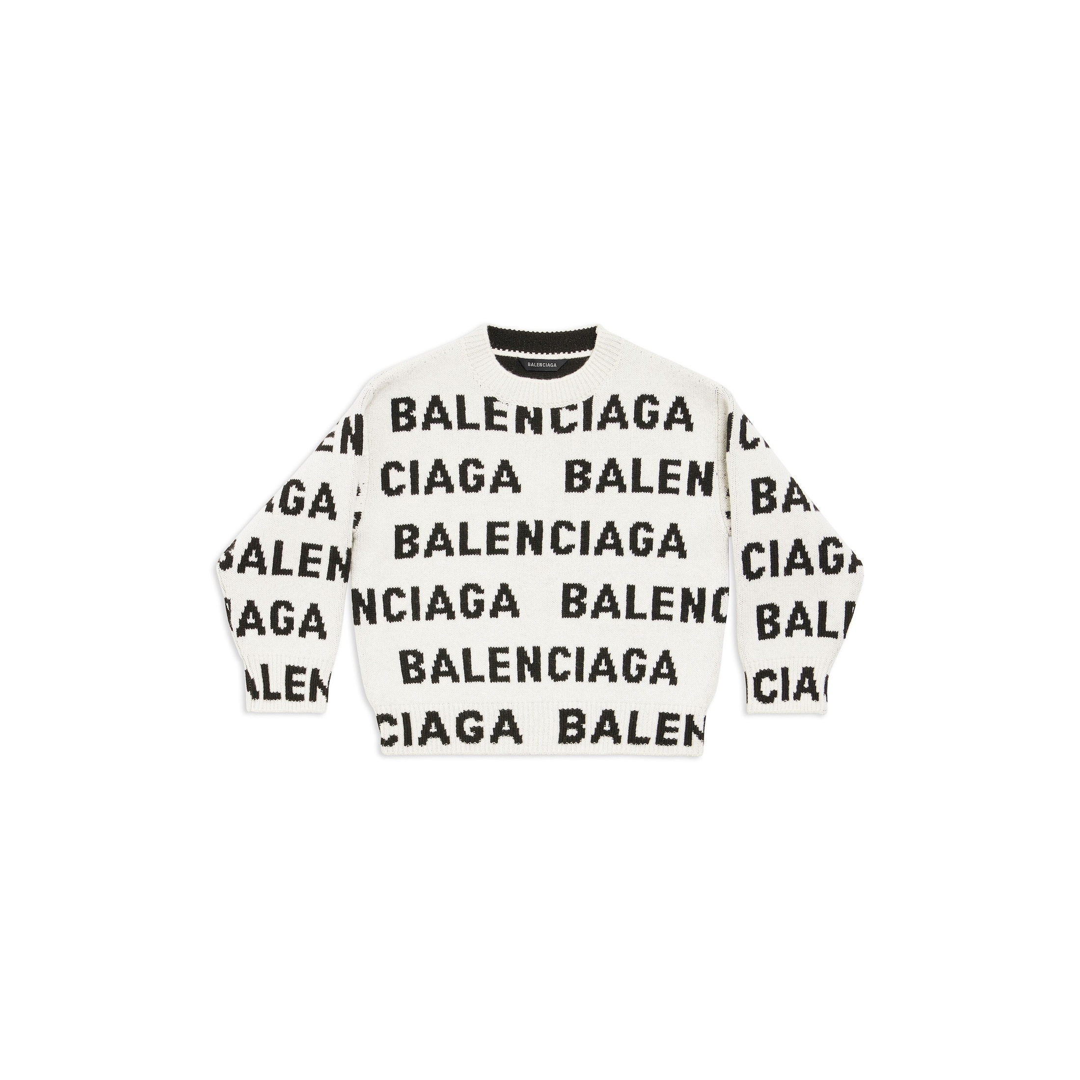 Balenciaga Kids - Bal Horizontal Allover Sweater - White - Unisex - 2 - Wool