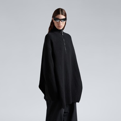 half zip high neck poncho