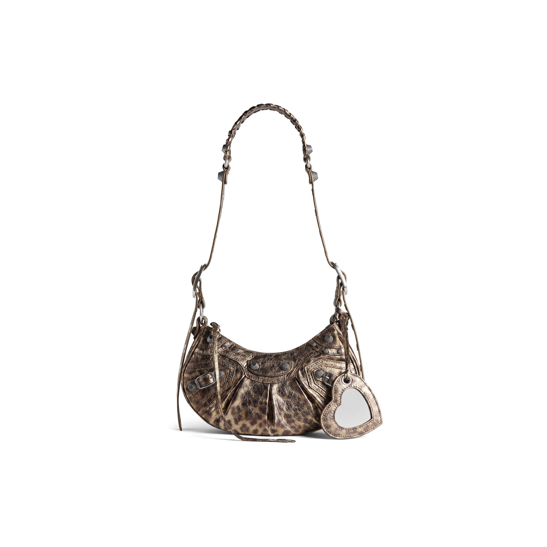 Balenciaga Le Cagole XS Shoulder Bag Metallized With Leopard Print - Brown - Woman - Lambskin