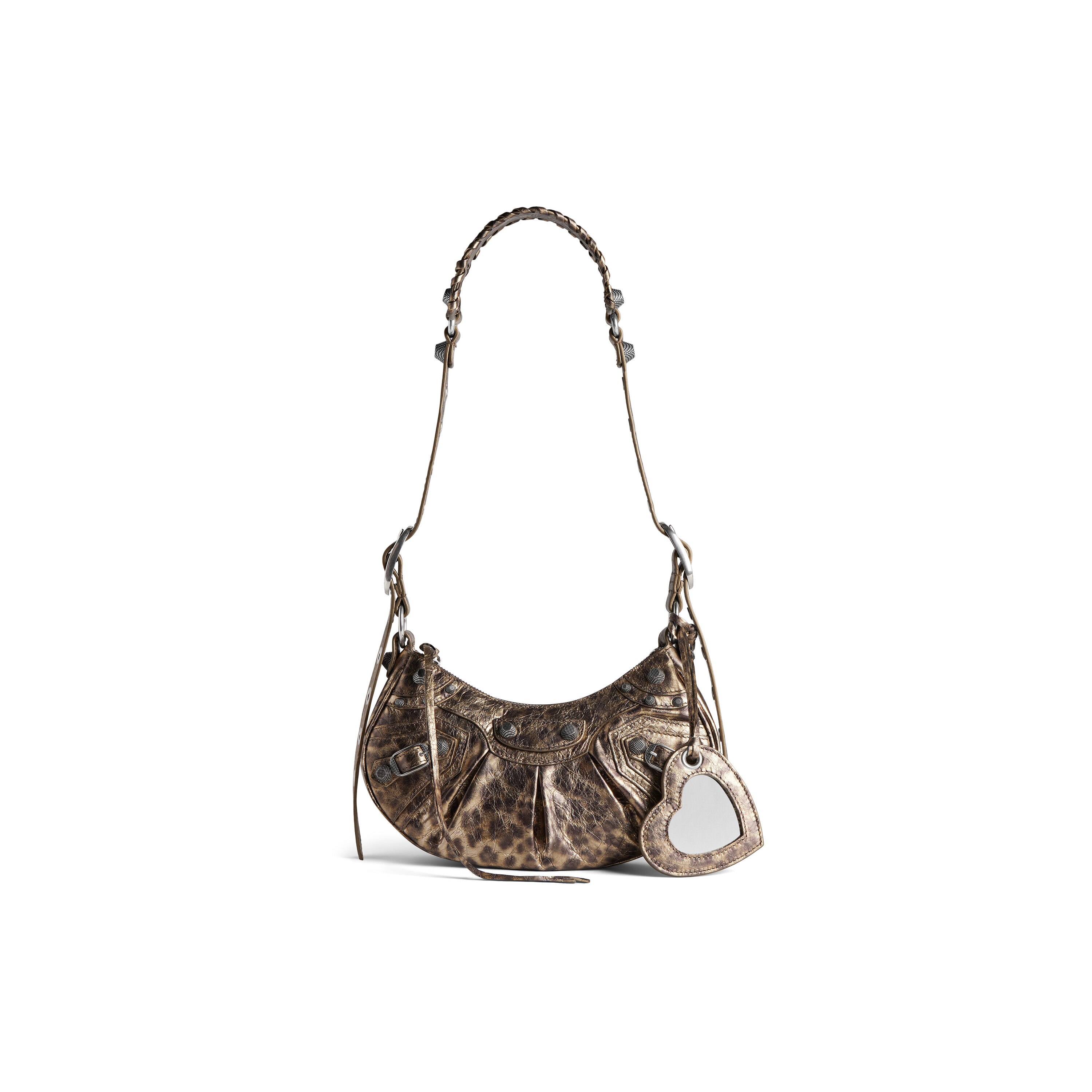 Women's Le Cagole Xs Shoulder Bag Metallized With Leopard Print in