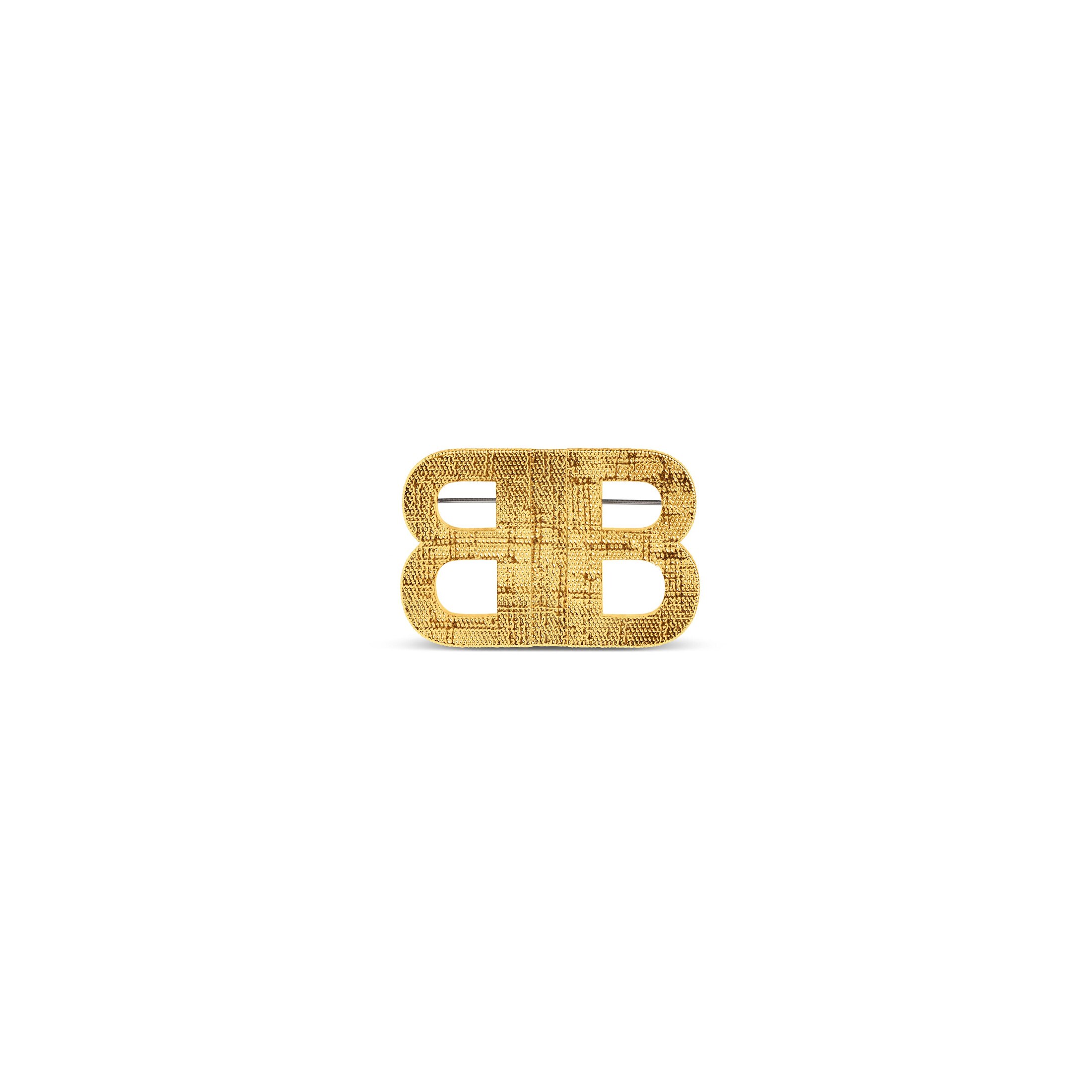 Balenciaga BB 2.0 Textured Brooch - Gold - Women's - Brass, Stainless Steel
