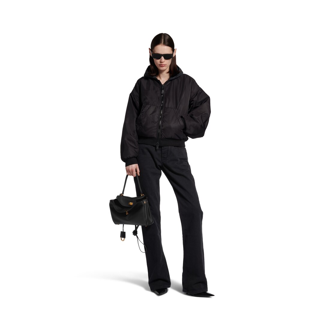 Women's Rodeo Handbag Small Grained Calfskin in Black